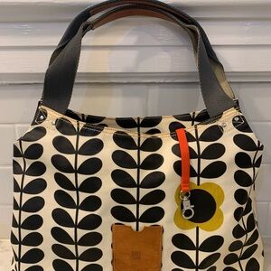 Orla Kiely Matt Laminated Tall Flower Stem Print Classic Zip Shoulder Bag RARE